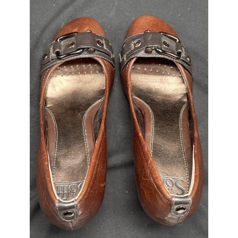 SOFFT Brown Leather Buckle Pumps Block Heels Womens US Size 9.5 Office Work - Picture 10 of 10